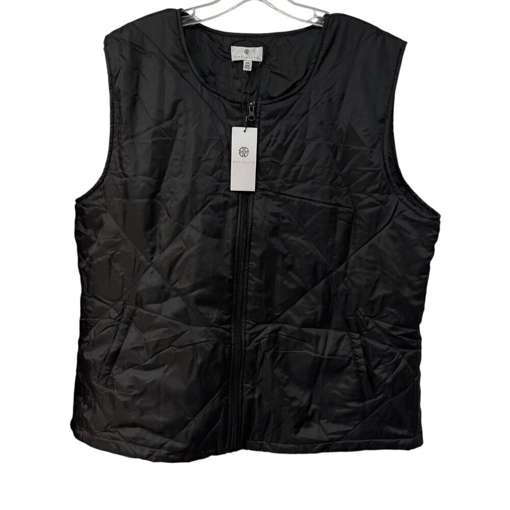 NWT Socialite Puffer Vest Women’s L/XL Lightweight Casual Black